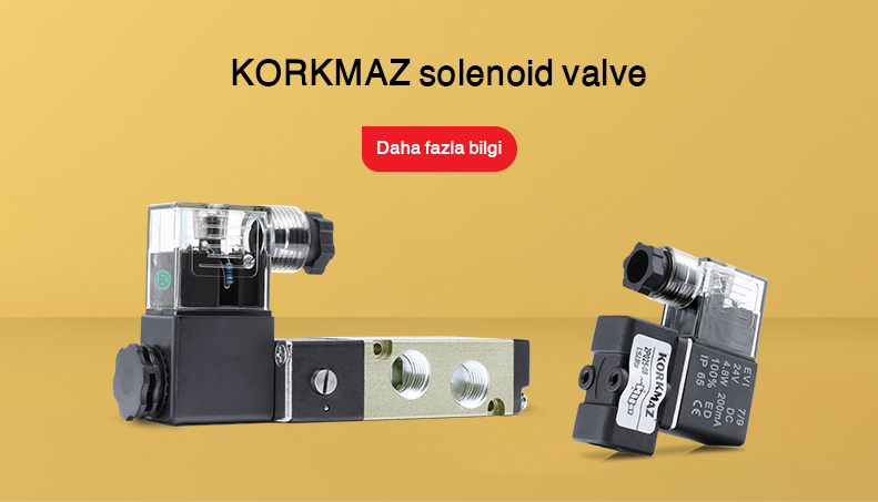 Korkmaz 5-2 1/4 solenoid valf, 4V serisi solenoid valf, 4V210-08 solenoid valf, 5/2 tek bobinli solenoid valf