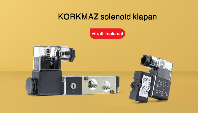 Korkmaz 5-2 1/4 solenoid klapan, 4V seriyalı solenoid klapan, 4V210-08 solenoid klapan, 5/2 tək bobinli solenoid klapan